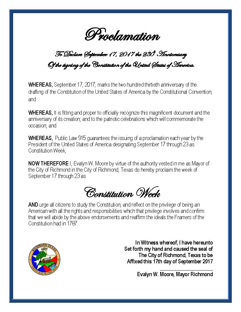 Constitution Week 2017 Proclamation