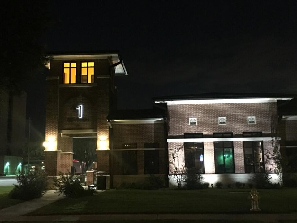 Fire Station Tower lit orange Support Houston Astros