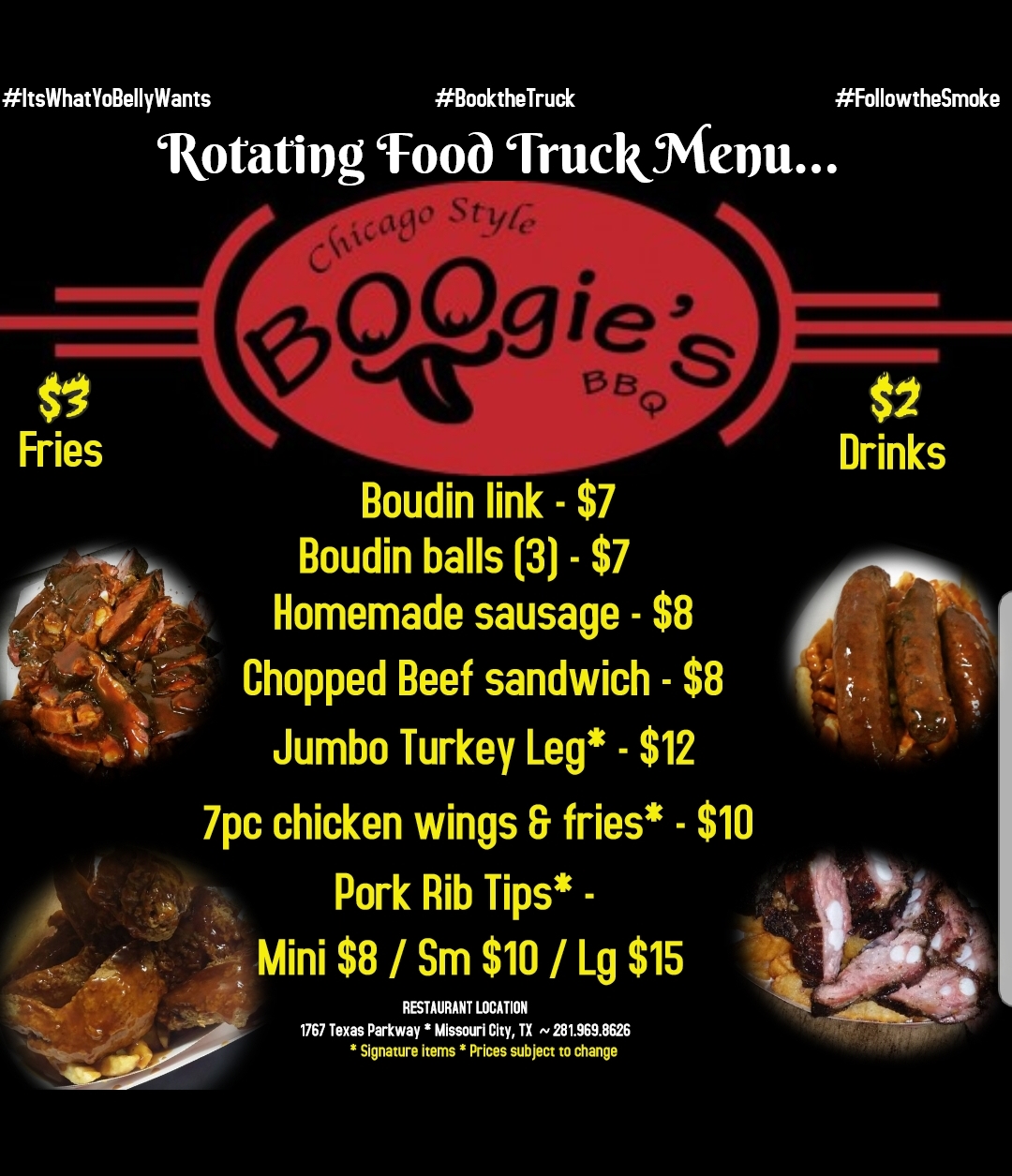 Boogie's BBQ Food Truck Menu