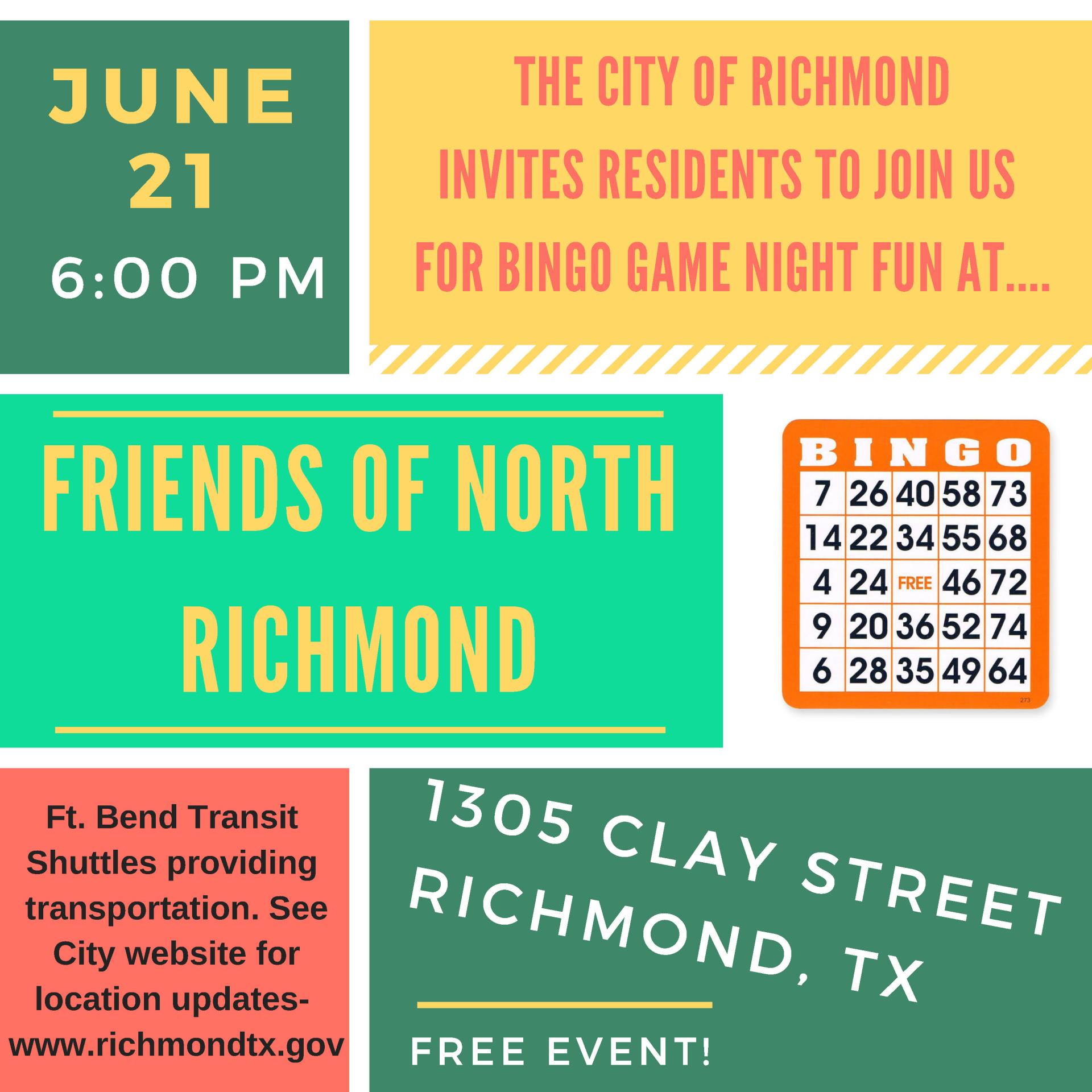 Bingo Game Night 2018 at Friends of North Richmond