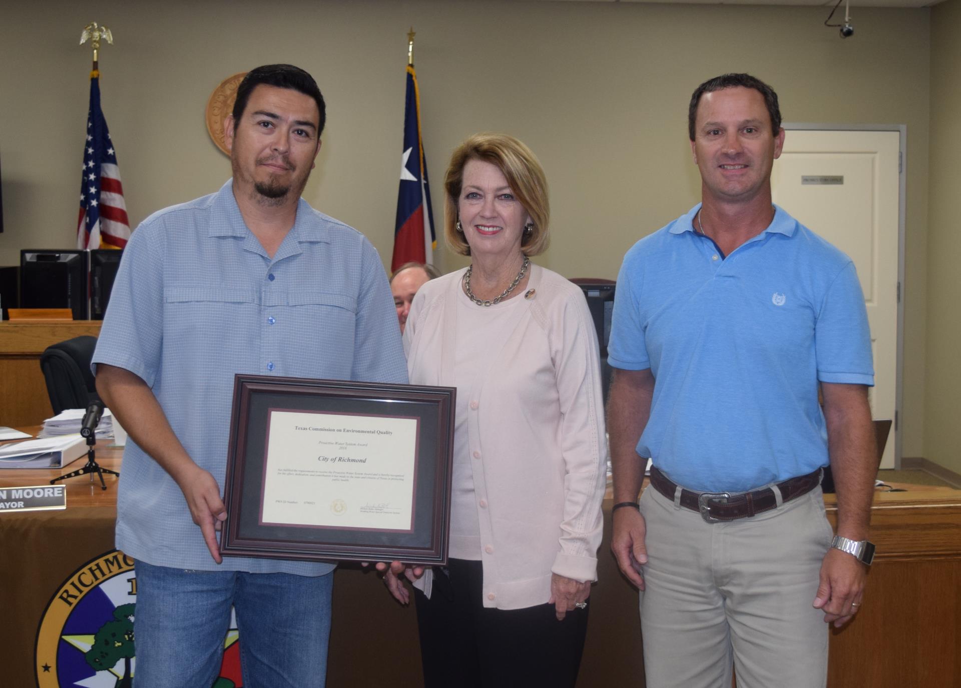 Commission meeting photo Recognizing 2017 Proactive Water Award Received