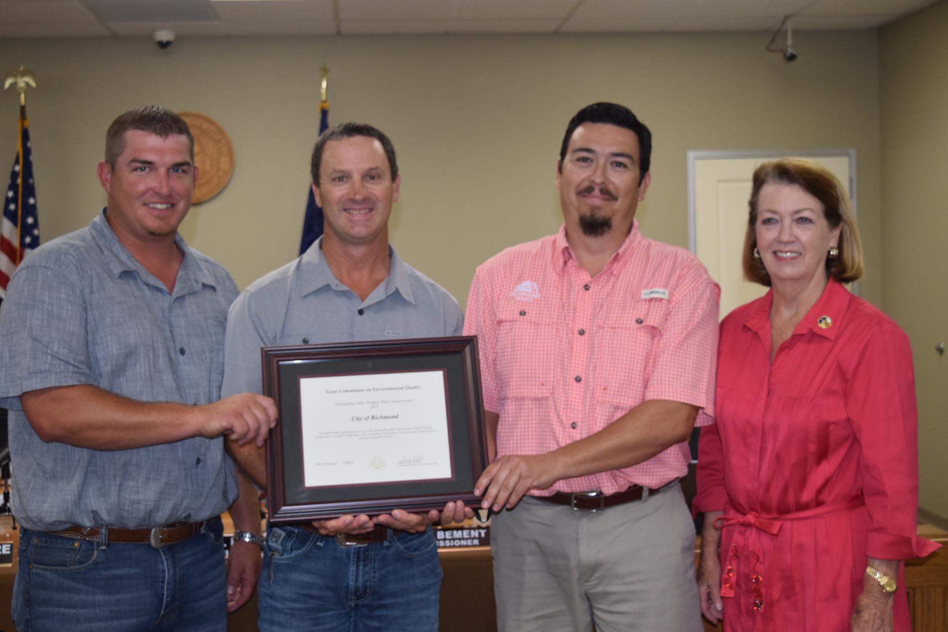 2019 Outstanding Public Drinking Water System Award for 2019 with Mayor Moore