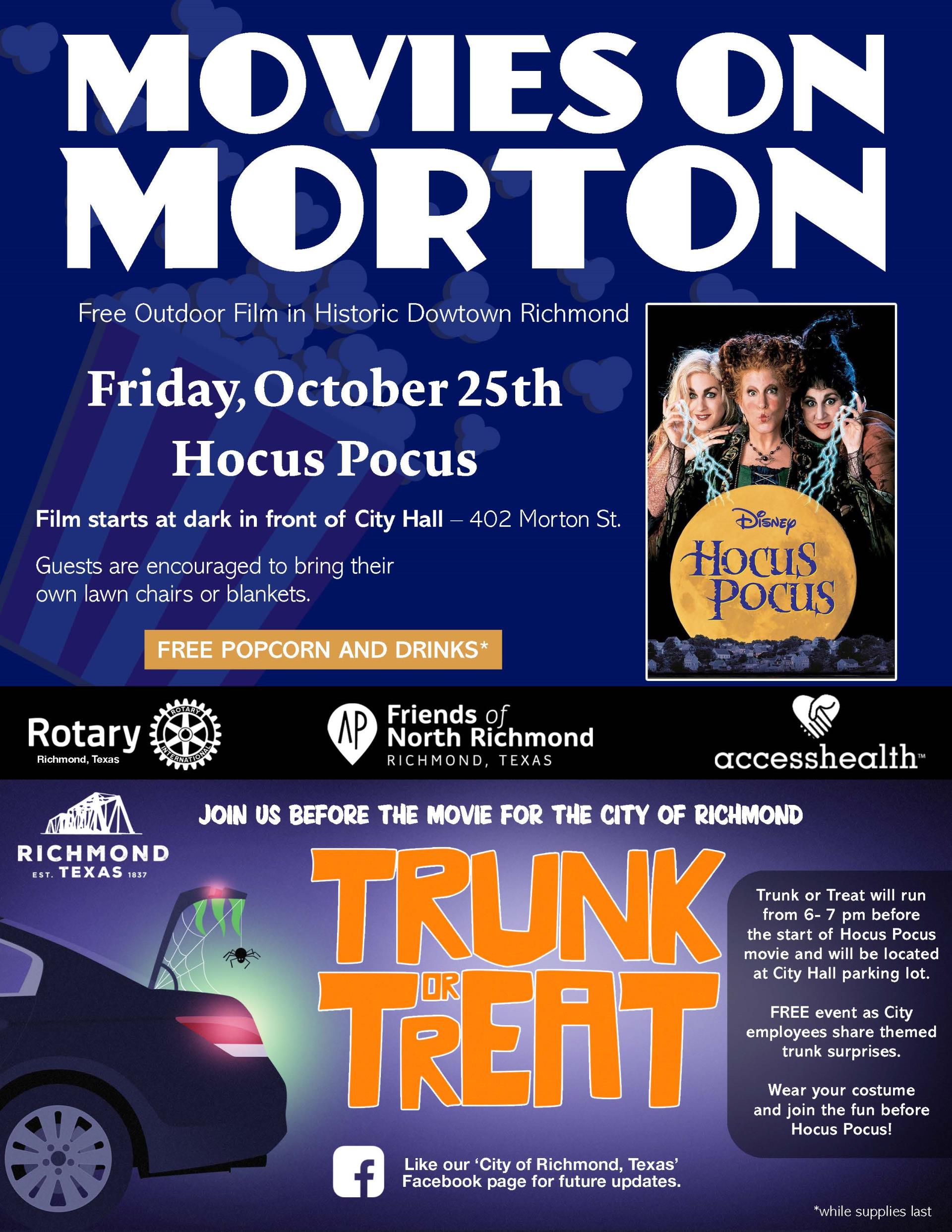 Trunk or Treat & Hocus Pocus Movie Oct. 2019