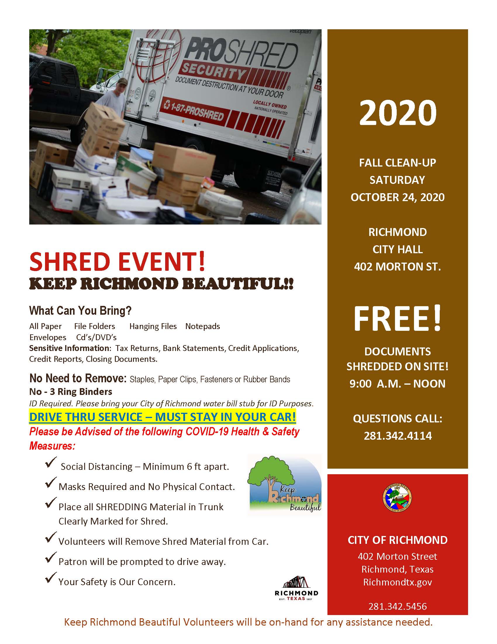 Shred Event 2020 with Covid-19 Protocols flyer