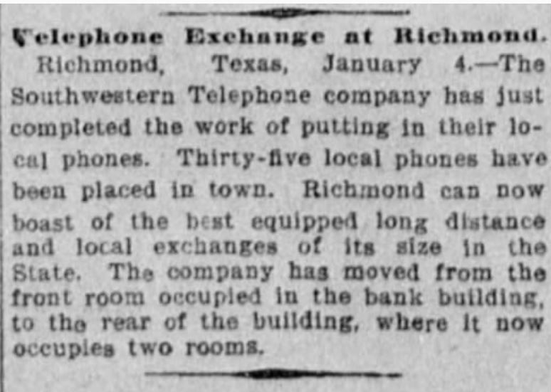 SW Bell Exchange article- 1900 Houston Post