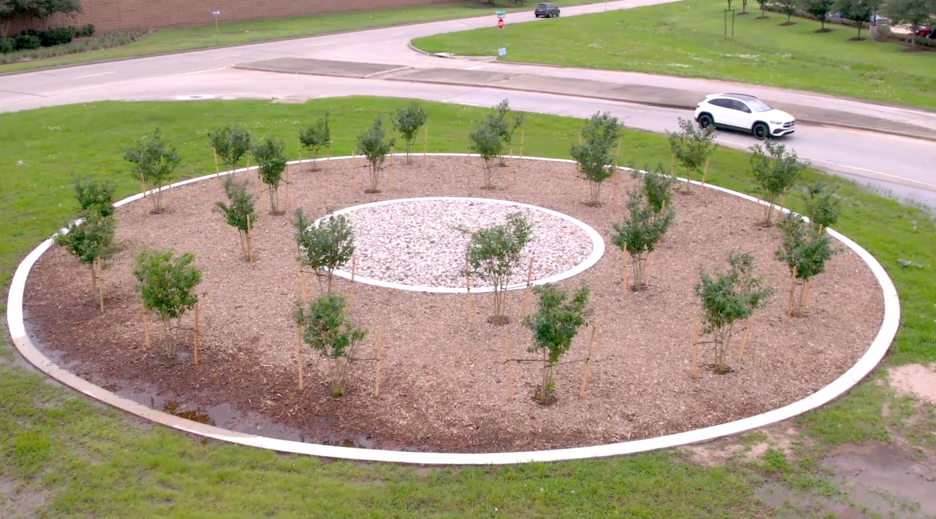 Drone shot Grand Prkwy at IH 69- TxDOT Reforestation project April 2023