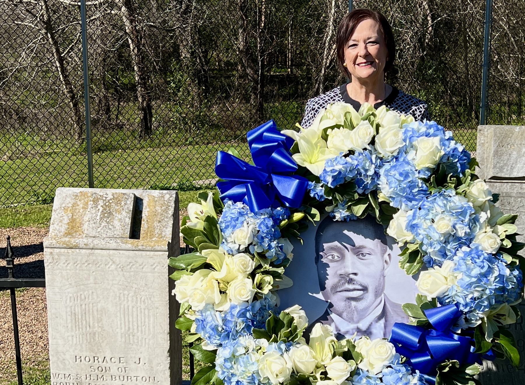 Mayor Haas-Wreath laying ceremony- Walter Burton's grave HORIZ