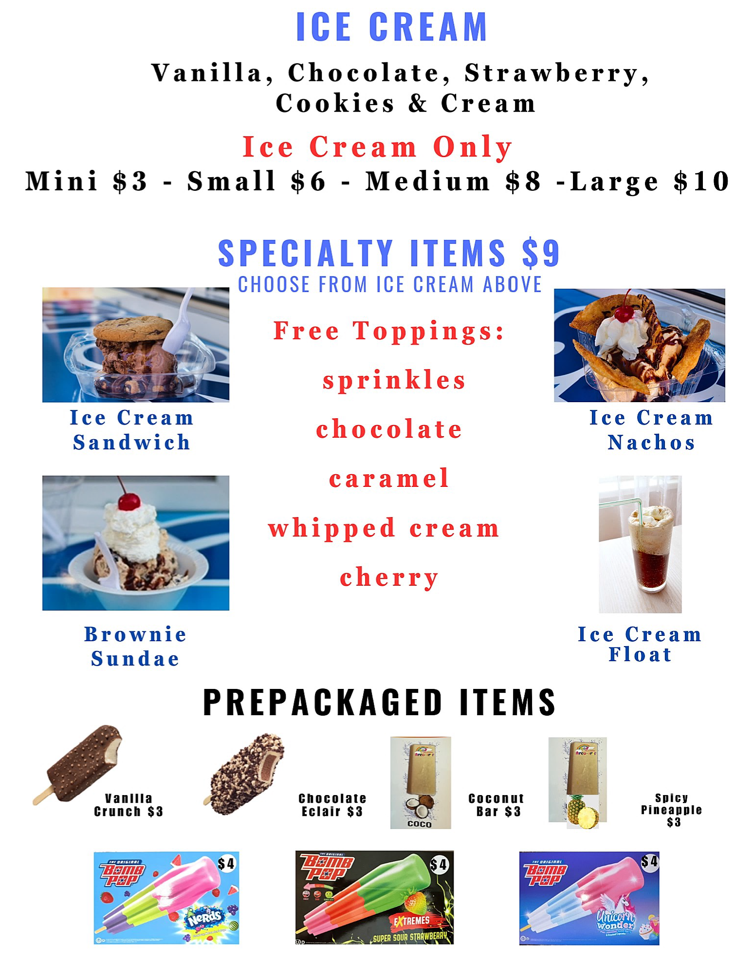 The Ice Boxx Dessert menu Pg1